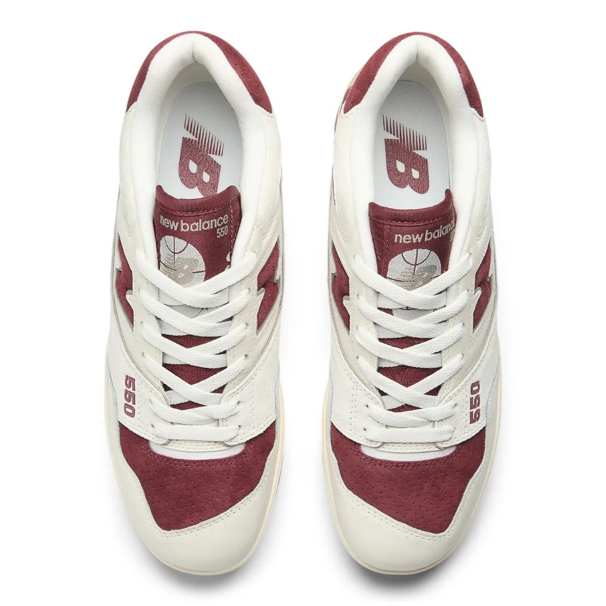 New Balance 550 Burgundy Athletic Shoes Mens 9 White Leather Low Top Lace Up New Balance 550 White Burgundy Navy | BB550PWB | Laced main image 2